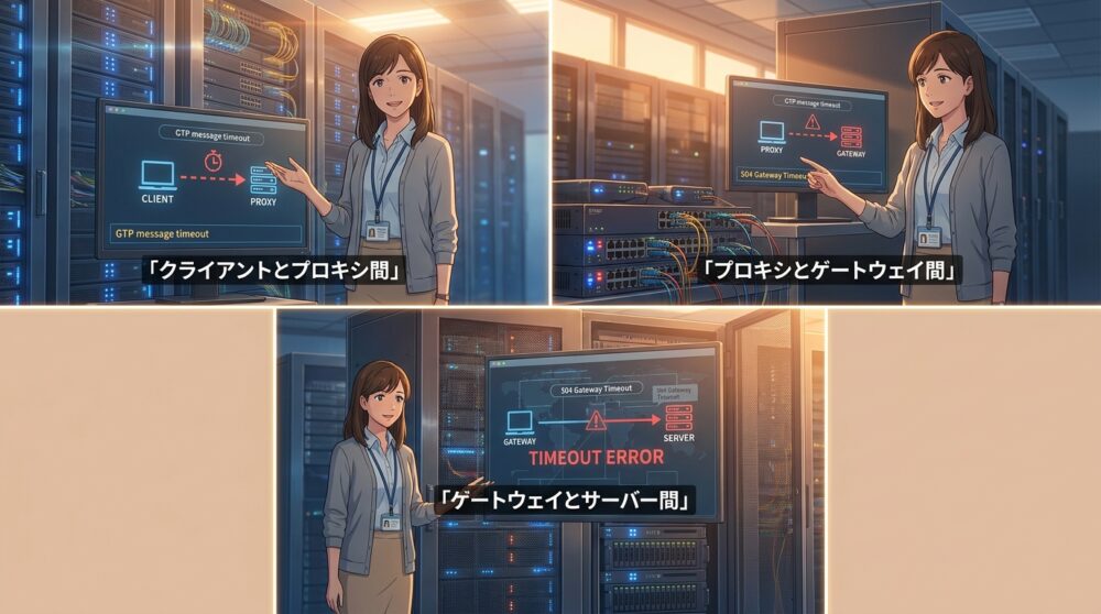 Gateway Timeout（504）が発生する3つの通信経路
