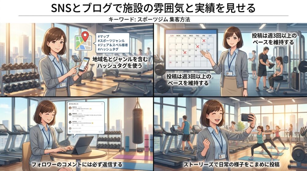 SNSとブログで施設の雰囲気と実績を見せる