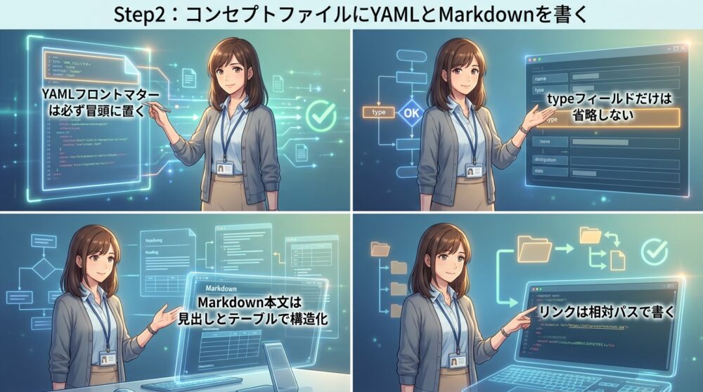 Step2:コンセプトファイルにYAMLとMarkdownを書く