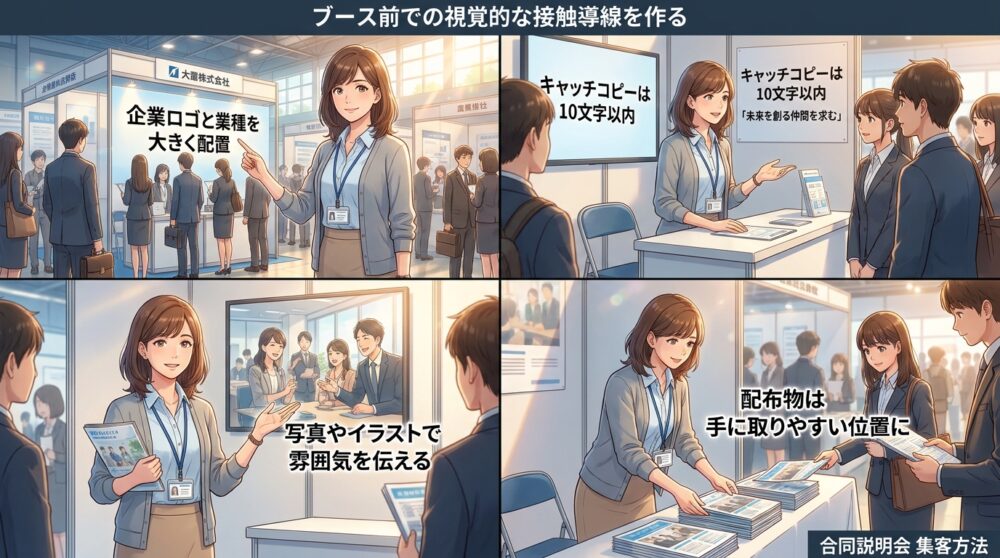 ブース前での視覚的な接触導線を作る