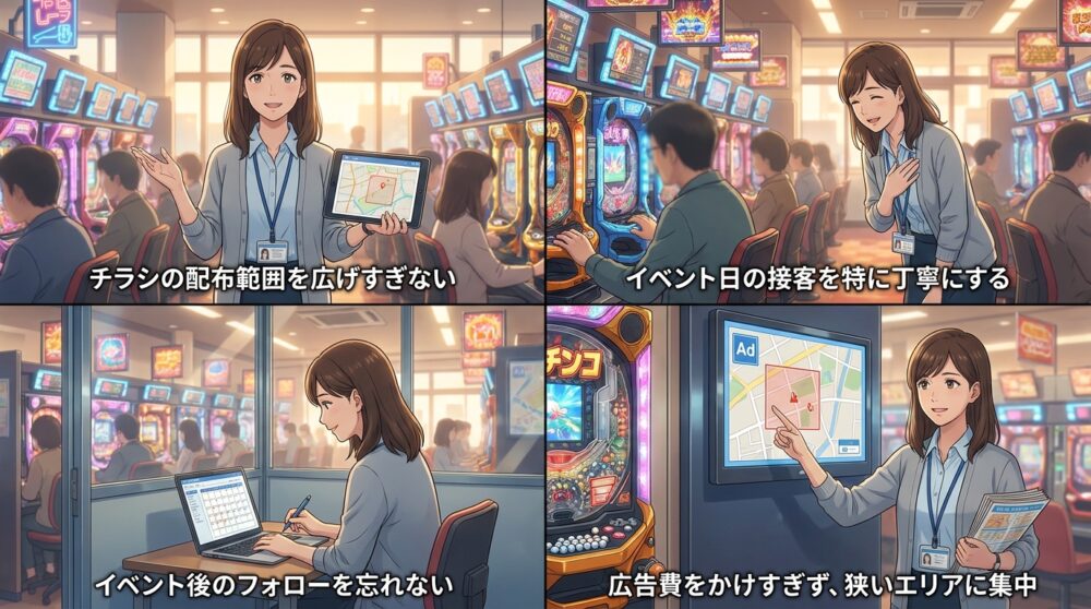 チラシとイベントで店舗周辺エリアに直接届ける