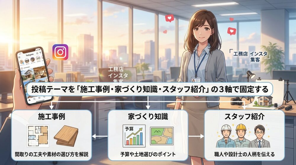 投稿テーマを「施工事例・家づくり知識・スタッフ紹介」の3軸で固定する