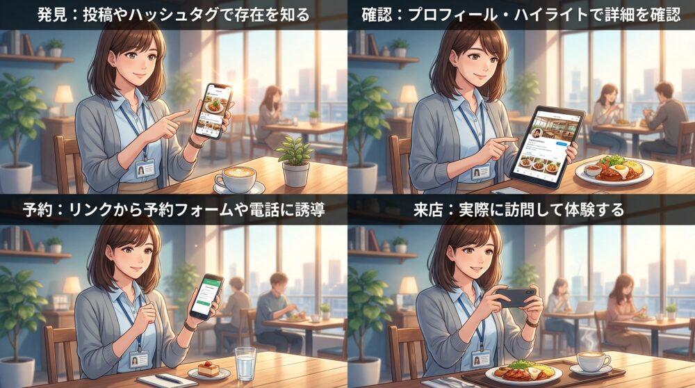 「発見→確認→予約→来店→拡散」の5ステップ設計