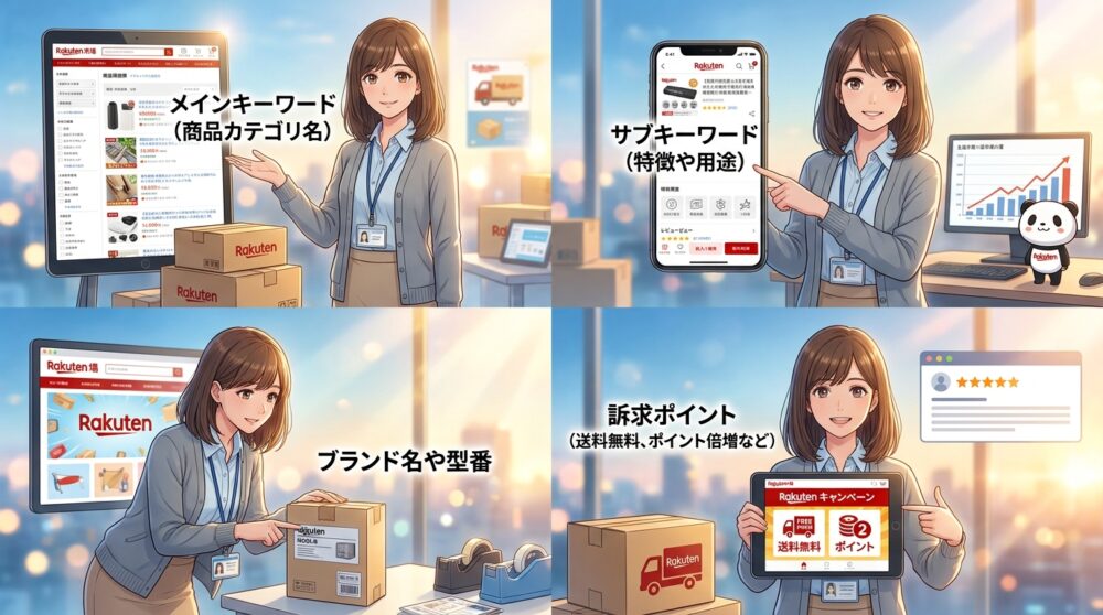 楽天SEOで狙うべきキーワードを商品名に入れておく
