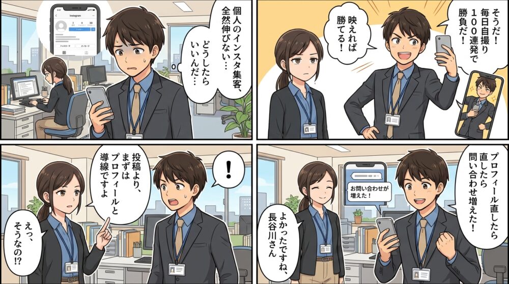 インスタ 集客 個人の4コマ漫画