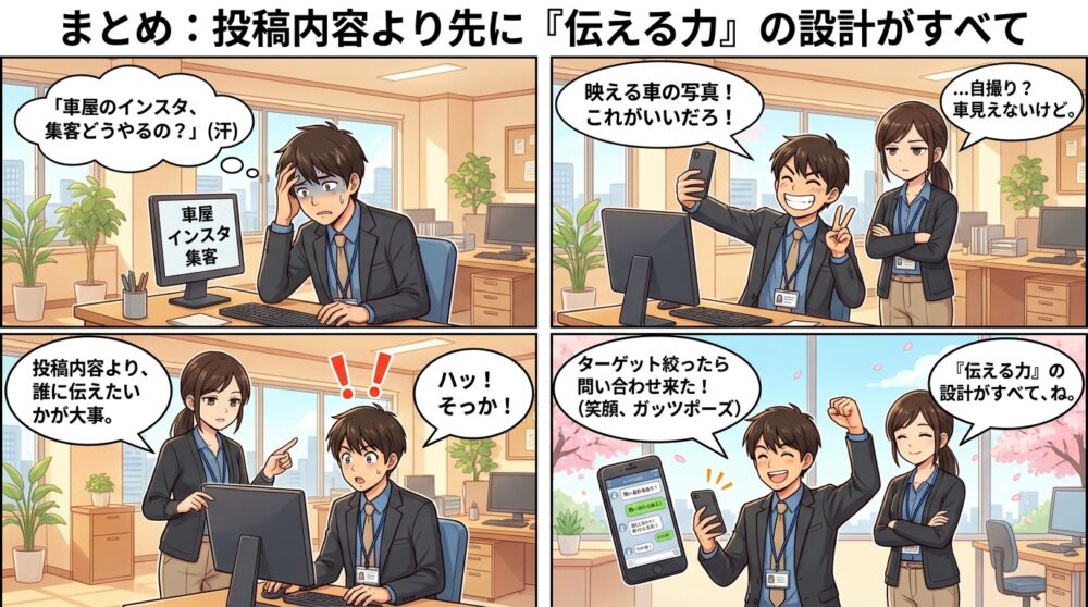 車屋 インスタ 集客の4コマ漫画