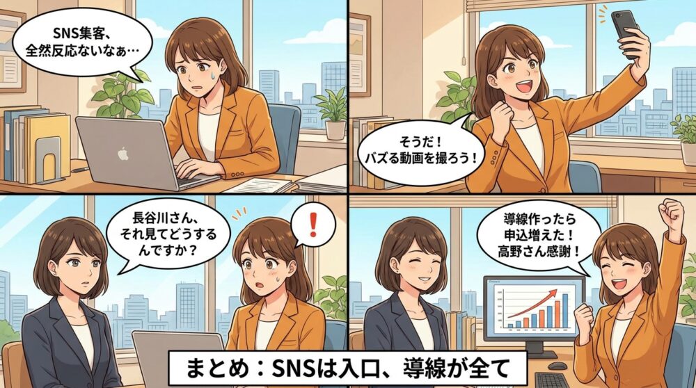 集客 マーケティング snsの4コマ漫画
