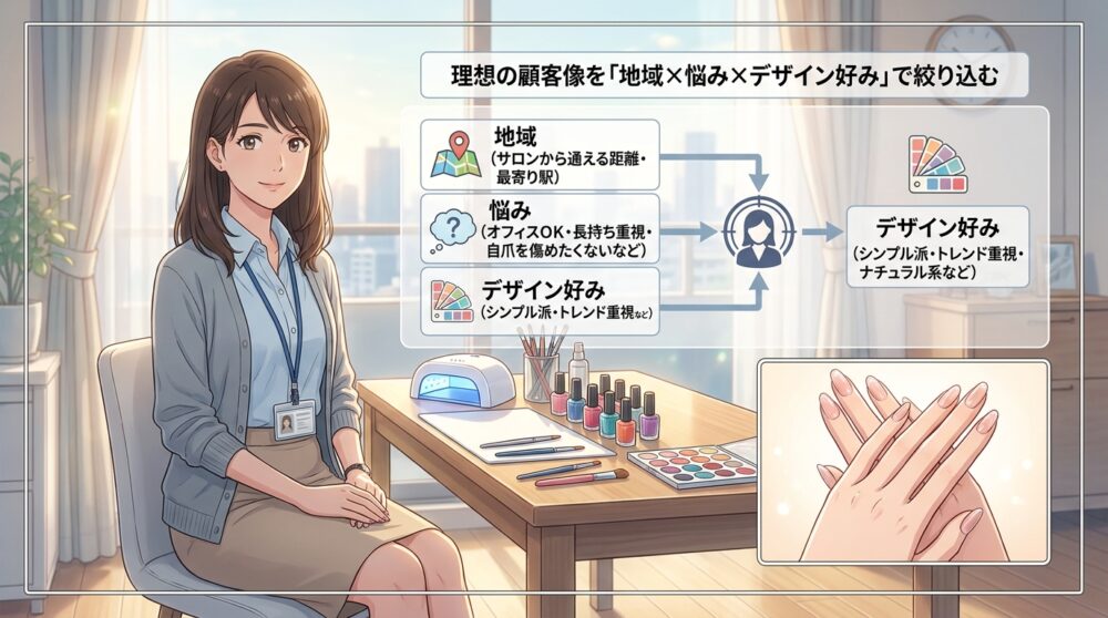 理想の顧客像を「地域×悩み×デザイン好み」で絞り込む