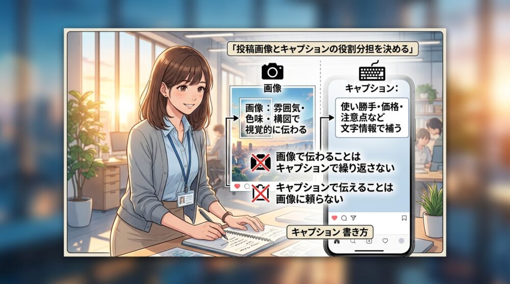投稿画像とキャプションの役割分担を決める