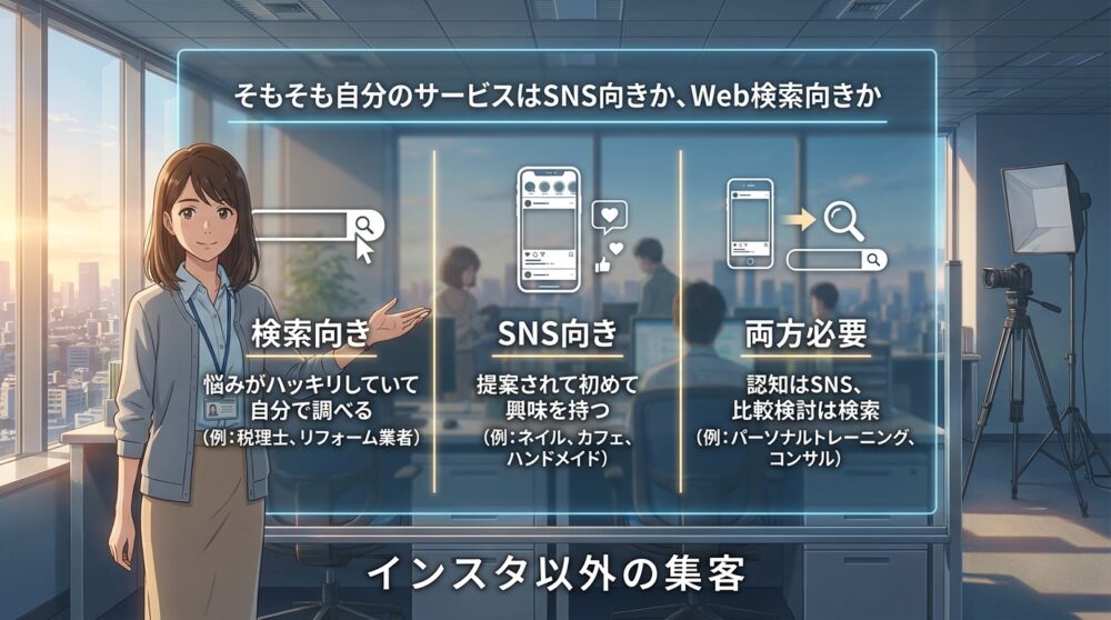 そもそも自分のサービスはSNS向きか、Web検索向きか