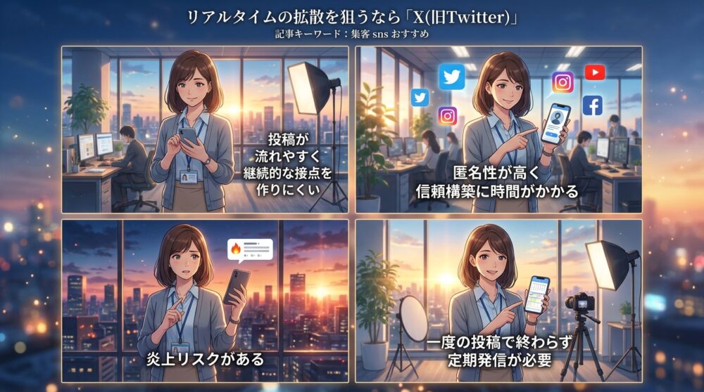 リアルタイムの拡散を狙うなら「X(旧Twitter)」