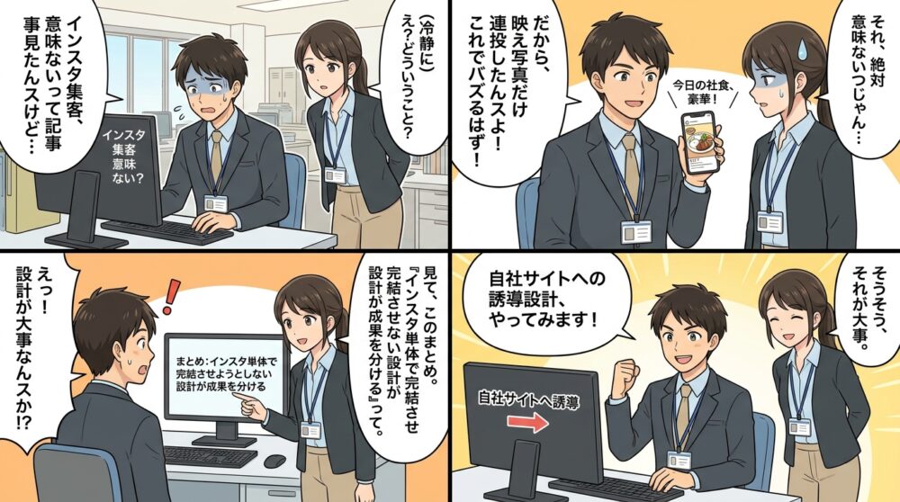 インスタ 集客 意味ないの4コマ漫画