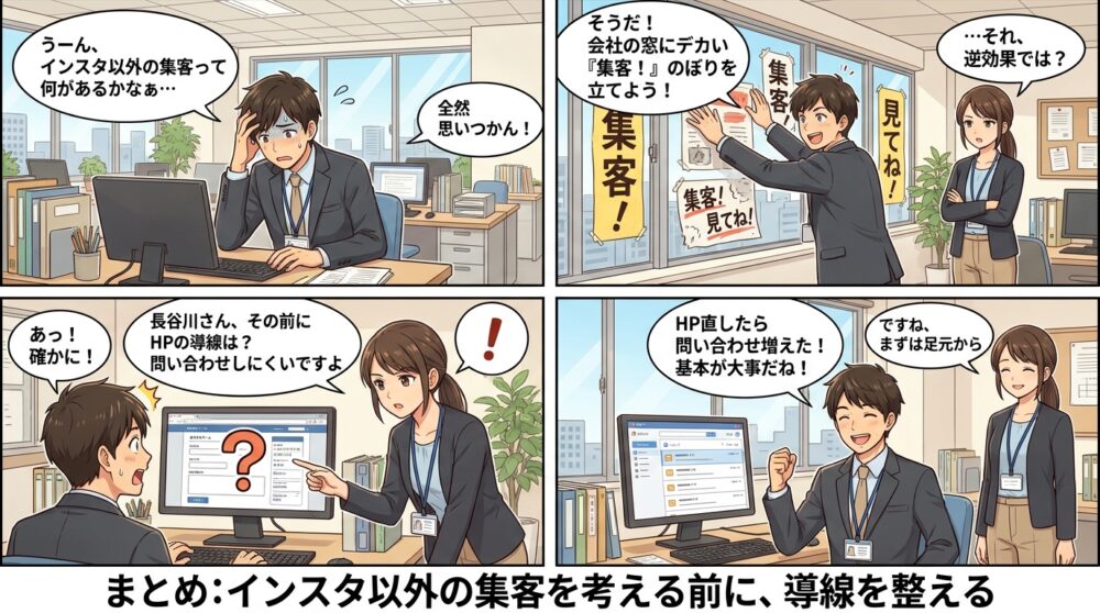 インスタ 以外 の 集客の4コマ漫画