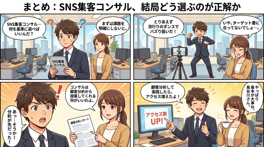 sns 集客 コンサルの4コマ漫画
