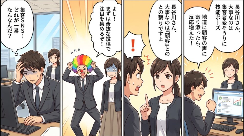 集客 sns おすすめの4コマ漫画