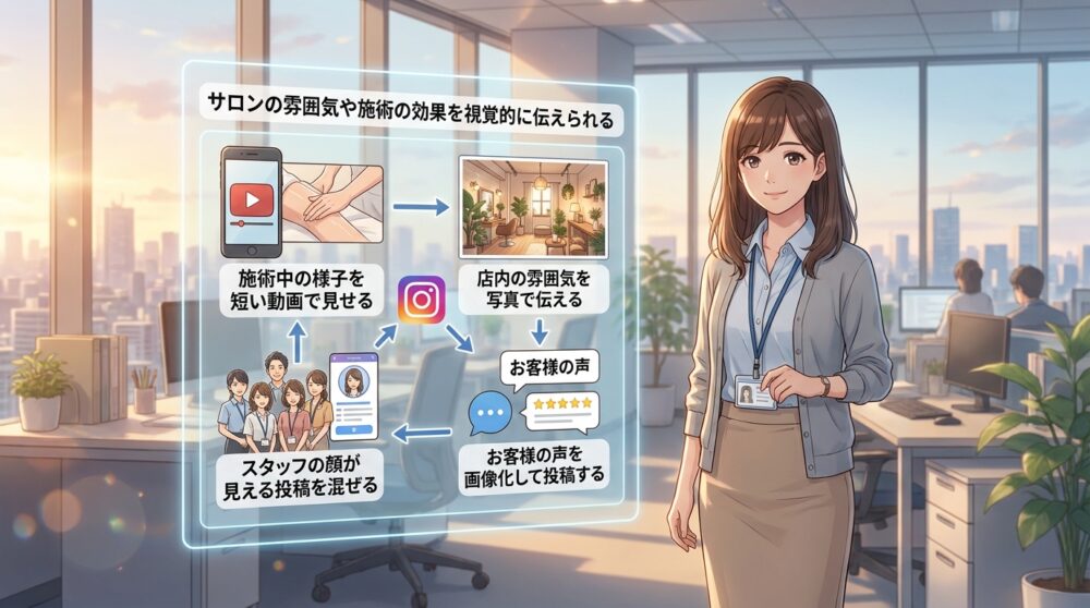 サロンの雰囲気や施術の効果を視覚的に伝えられる
