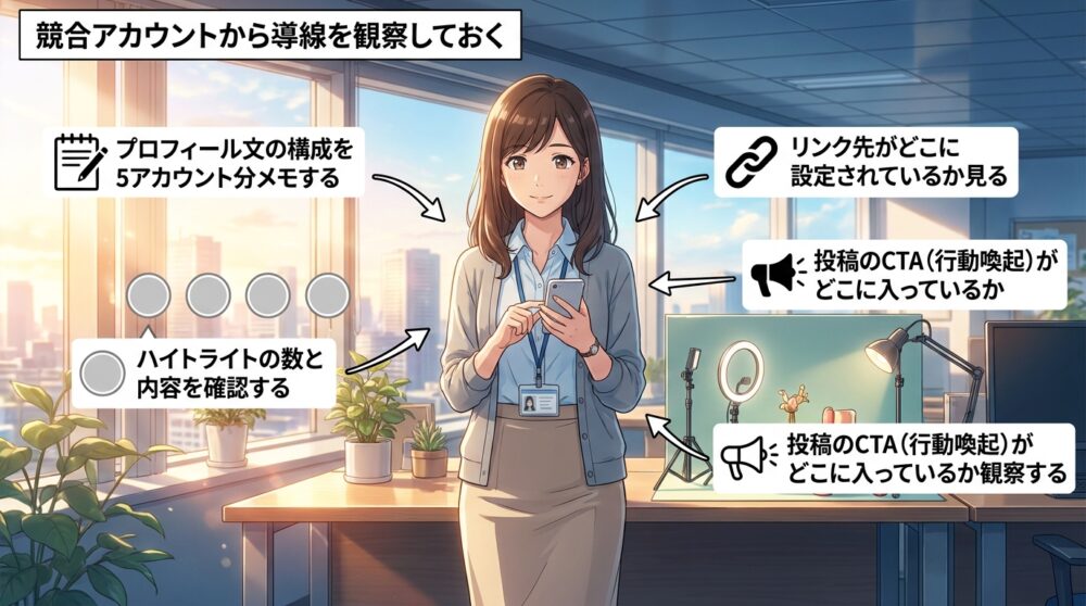 競合アカウントから導線を観察しておく