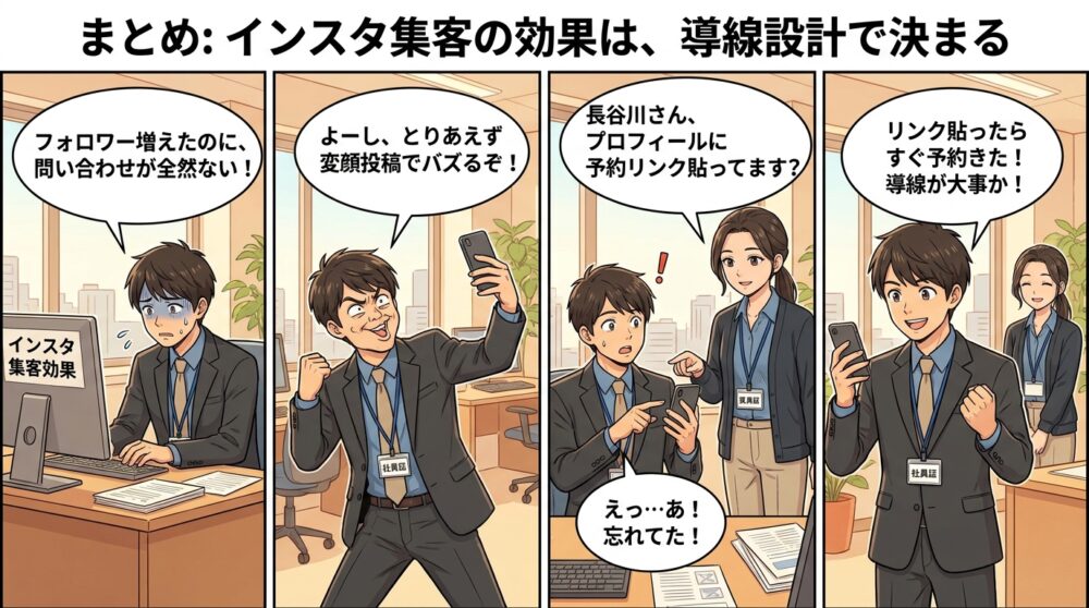 インスタ 集客 効果の4コマ漫画