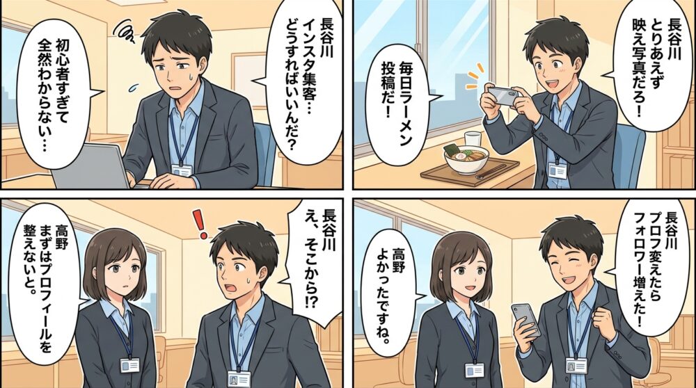 インスタ 集客 初心者の4コマ漫画