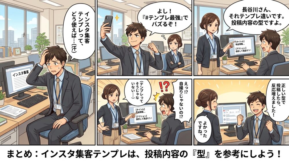インスタ 集客 テンプレの4コマ漫画