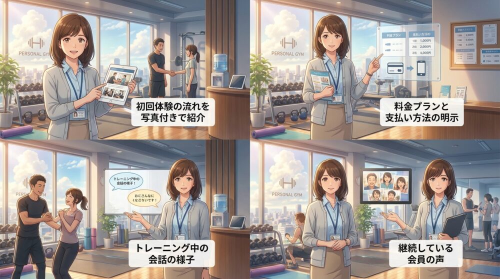 入会前の不安を解消する投稿とトレーナーの人柄を伝える投稿