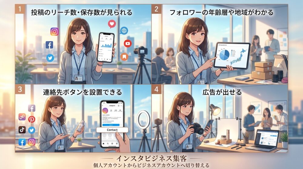 個人アカウントからビジネスアカウントへ切り替える
