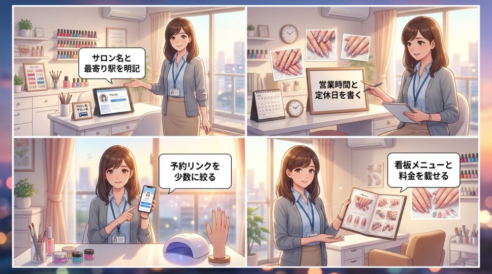 プロフィール欄に予約リンクと営業時間を明記する