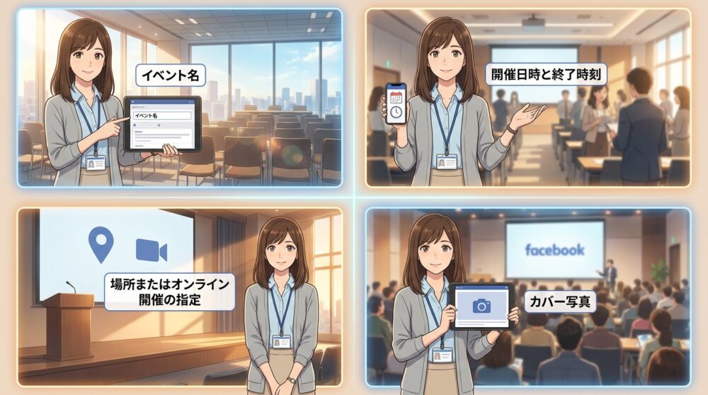 イベントページの作成手順（写真・日時・詳細文の設定）
