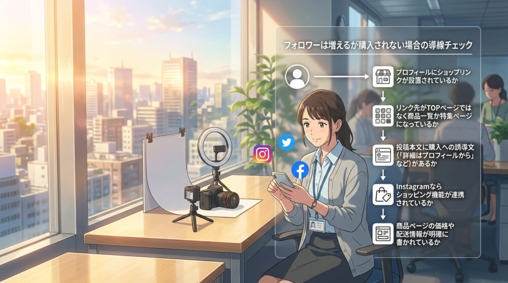 フォロワーは増えるが購入されない場合の導線チェック