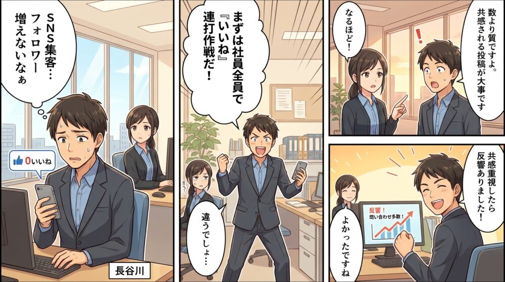 ネットワーク ビジネス sns 集客の4コマ漫画